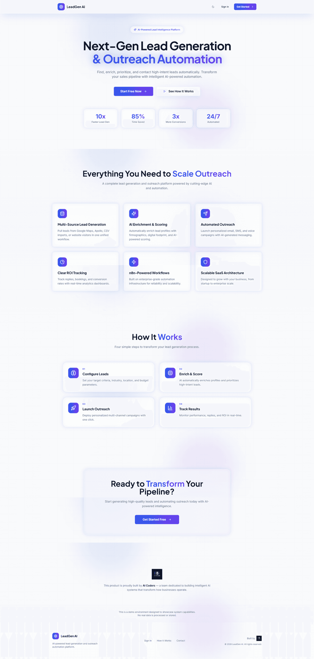 LeadGen AI Platform screenshot